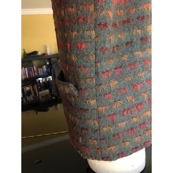 Vintage Elliot Lauren Open Front Textured Wool Blazer Jacket Brown Orange Silk - Picture 12 of 12